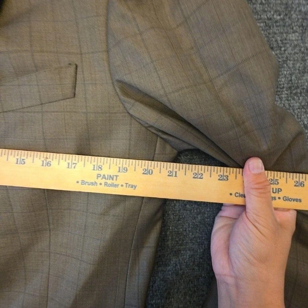 Pronto Uomo Suit Mens 40 34x29 Brown Wool Check 2 Piece Jacket Pants Formal